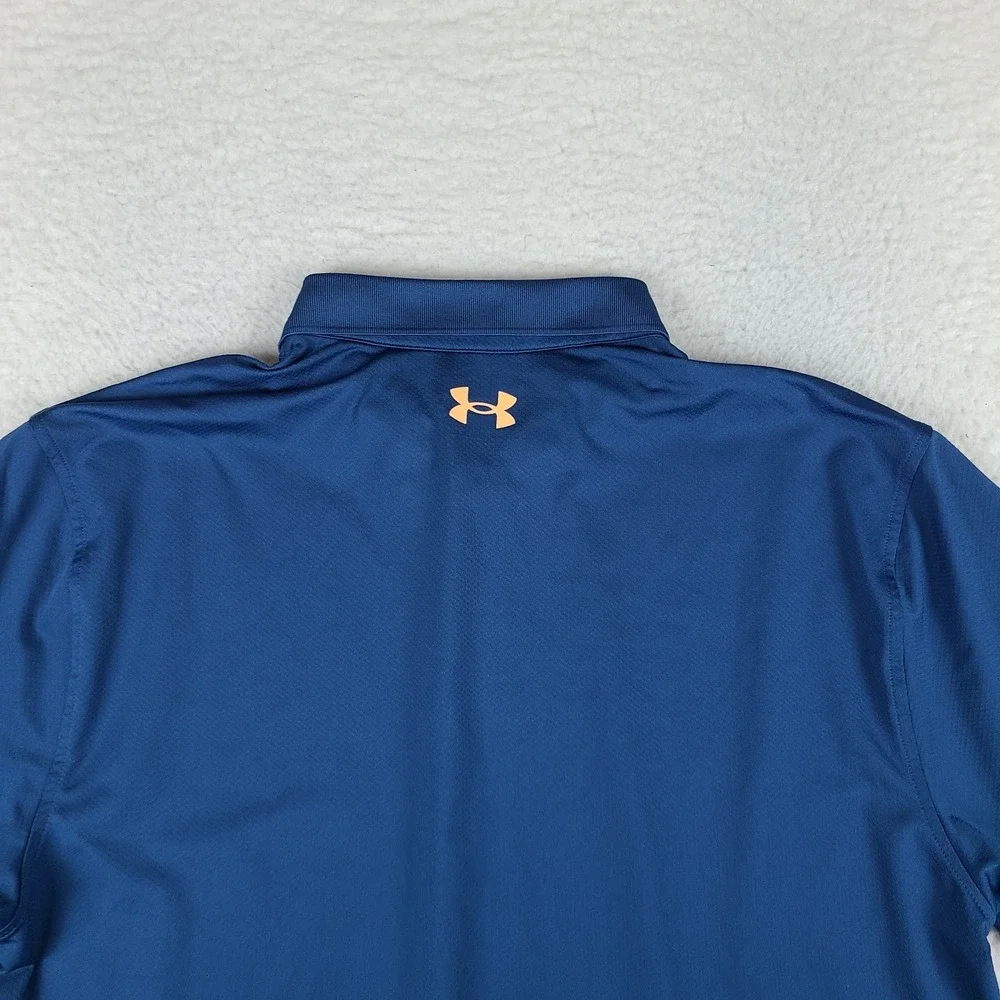 Under Armour Polo Shirt Mens XL Blue Pink The Performance Golf Loose Heatgear